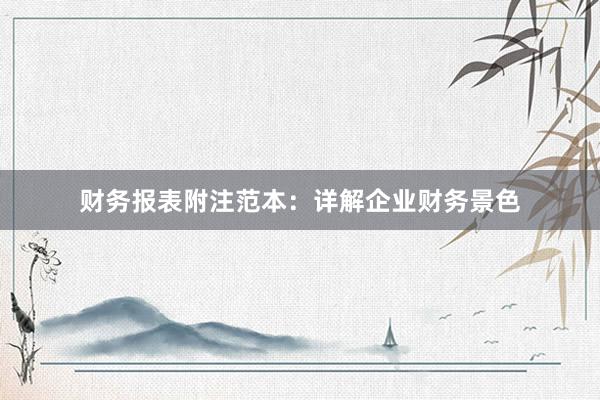 财务报表附注范本：详解企业财务景色
